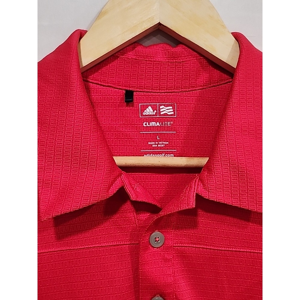 Adidas Climalite Golf Polo Mens L Red/Gray Short Sleeve, Collar, Embroidered - Picture 2 of 11